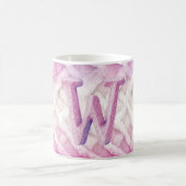 Mug Lettre rose blanche violet W (Centre)