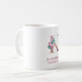 Mug LETTRE Rose D'Aquarelle D'OR DE MONogramme K (Devant gauche)
