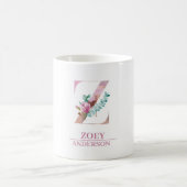 Mug LETTRE Rose D'Aquarelle D'OR DE MONogramme Z (Centre)