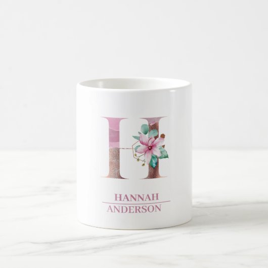Mug LETTRE Rose D'Aquarelle D'OR H (Centre)