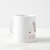 Mug LETTRE Rose D'Aquarelle D'Or Monogramme A (Devant gauche)