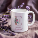 Mug LETTRE Rose D'Aquarelle D'Or Monogramme E<br><div class="desc">LETTRE Rose D'Aquarelle D'Or Monogramme E</div>