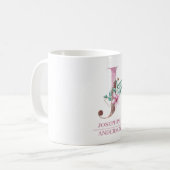 Mug LETTRE Rose D'Aquarelle D'OR MOYENNE J (Devant gauche)