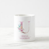 Mug LETTRE Rose D'Aquarelle D'OR U (Centre)