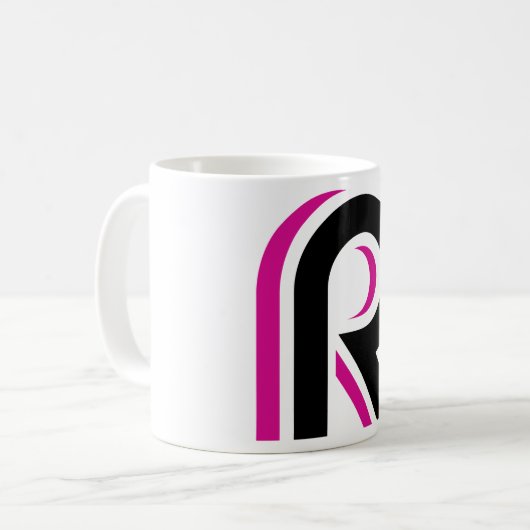 Mug LETTRE Rose ET NOIR R (Devant gauche)