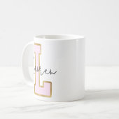 Mug Lettre rose Gold College Varsity Monogram L (Devant gauche)