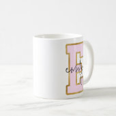 Mug Lettre rose Gold College Varsity Monogramme E (Devant droit)