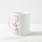 Mug Lettre rose Gold College Varsity Monogramme E (Devant gauche)