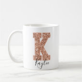 Mug Lettre rose Parties scintillant or Varsity Monogra (Gauche)