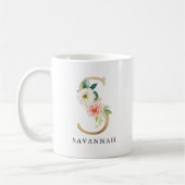 Mug Lettre rose rose et or S Monogramme (Gauche)