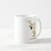 Mug Lettre rose rose et or Y Monogramme (Devant droit)
