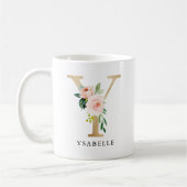 Mug Lettre rose rose et or Y Monogramme (Gauche)