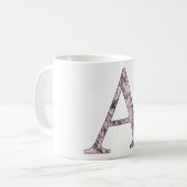 Mug Lettre rose Un monogramme initial Marble Alpha sym (Devant gauche)