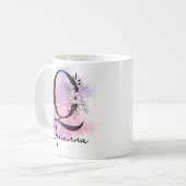 Mug Lettre rose violet noire Florale Monogramme Q (Devant gauche)