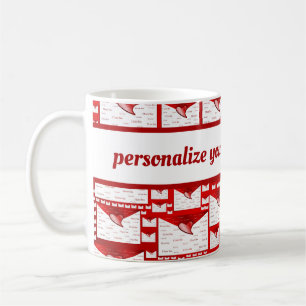 Mug lettre, rouge, blanc, cœur, cadeau, amour, j + aim