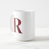 Mug Lettre rouge foncé personnalisée Mono initial (Devant gauche)