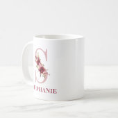 Mug Lettre S Bourgogne Blush Floral (Devant gauche)