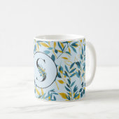 Mug LETTRE S D'OR Bleu DE LA Marine Feuille (Devant droit)