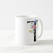 Mug Lettre T avec fleurs (Devant droit)