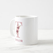 Mug Lettre T Bourgogne Blush Floral (Devant gauche)