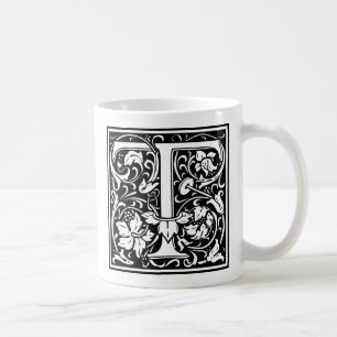 Mug Lettre T Monogramme Art Nouveau Médiéval