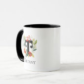 Mug Lettre T Monogramme initiale Berry Feu de Noël (Devant gauche)