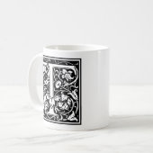 Mug Lettre T Monogramme médiéval Art Nouveau (Devant gauche)