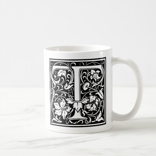 Mug Lettre T Monogramme médiéval Art Nouveau (Droite)