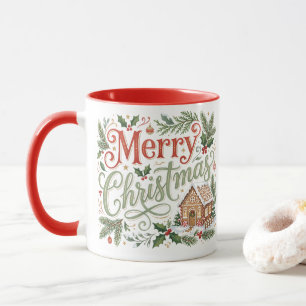 Mug Lettre traditionnelle à la main pour Noël Gingerbr