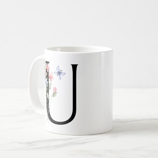 Mug Lettre U avec des fleurs (Devant gauche)