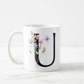 Mug Lettre U avec des fleurs (Gauche)