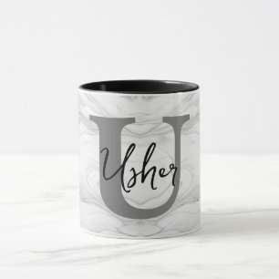 Mug Lettre U en marbre moderne et classique avec monog
