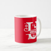 Mug Lettre U Noël Monogramme Nom initial Rouge (Devant droit)
