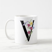 Mug Lettre V avec des fleurs (Gauche)