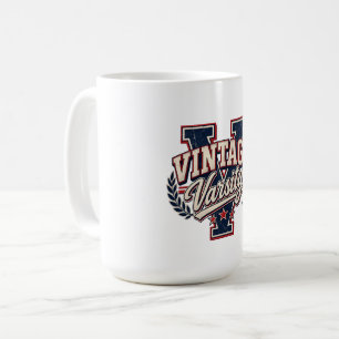 Mug Lettre V de style universitaire vintage en bloc en
