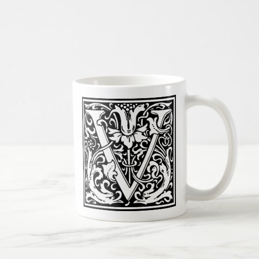 Mug Lettre V Monogramme médiéval Art Nouveau (Droite)