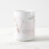Mug Lettre V Monogramme rose rose rose pâle (Centre)