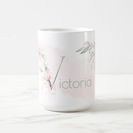 Mug Lettre V Monogramme rose rose rose pâle (Centre)