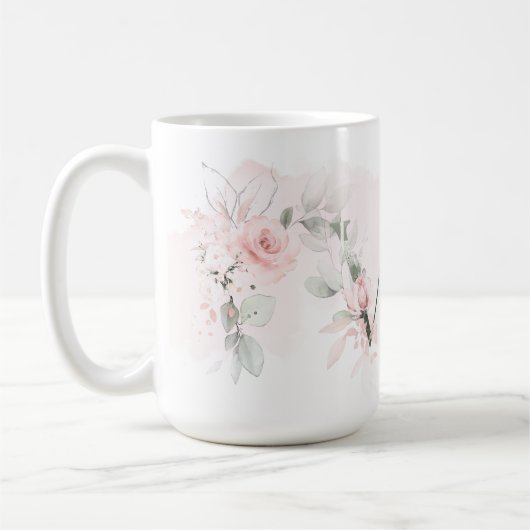 Mug Lettre V Monogramme rose rose rose pâle (Gauche)