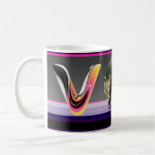 Mug Lettre V Néon Brillante Fluide Abstraite (Gauche)