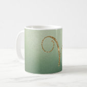 Mug Lettre V Pailletée Or Vert Olive (Devant gauche)
