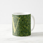 Mug Lettre V vert foncé et jaune (Devant droit)
