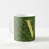 Mug Lettre V vert foncé et jaune (Devant gauche)