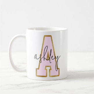 Mug Lettre Varsity du Pink Gold College Monogramme A