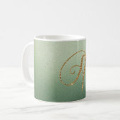 Mug LETTRE VERTE Olive Parties scintillant OR A (Devant gauche)