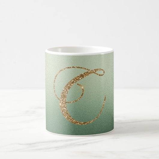 Mug LETTRE VERTE Olive Parties scintillant OR C (Centre)