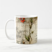 Mug Lettre vintage d'amour parchemin avec fleurs (6) (Gauche)