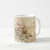 Mug Lettre vintage d'amour parchemin avec fleurs (7) (Devant droit)