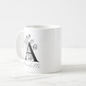 Mug LETTRE vintage MONOGRAPHIQUE Florale A (Devant gauche)