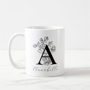 Mug LETTRE vintage MONOGRAPHIQUE Florale A